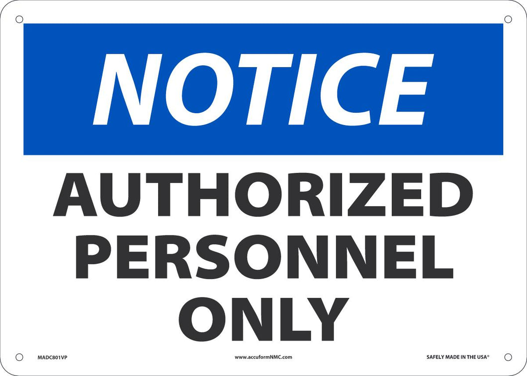 Sign NTC Auth PER ONLY 10x14 PL