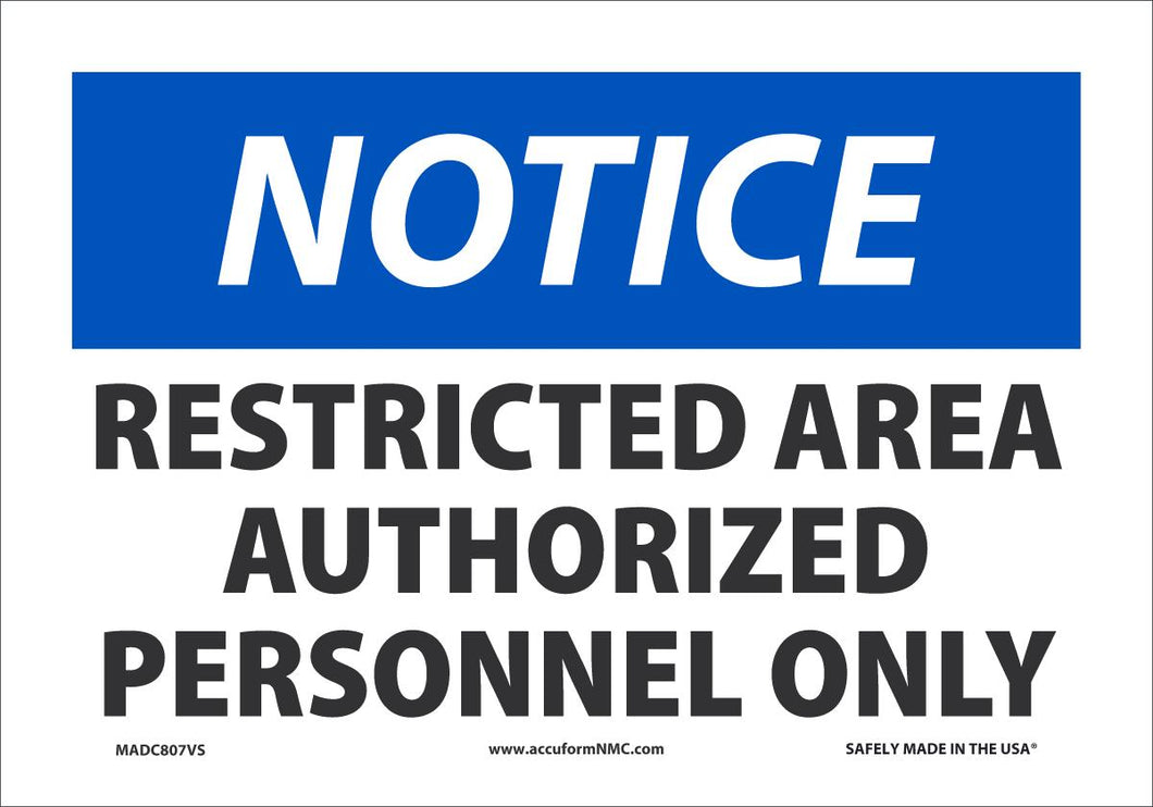 NTC RESTR AREA Auth PER 7x10 VN