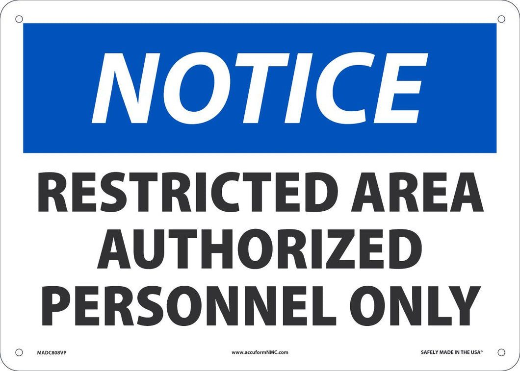 NTC RESTR AREA Auth PER 10X14 PL