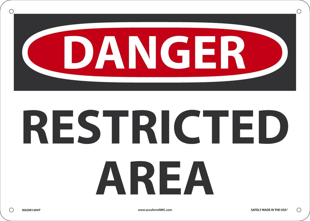 Sign DGR RESTR AREA 10X14 PL