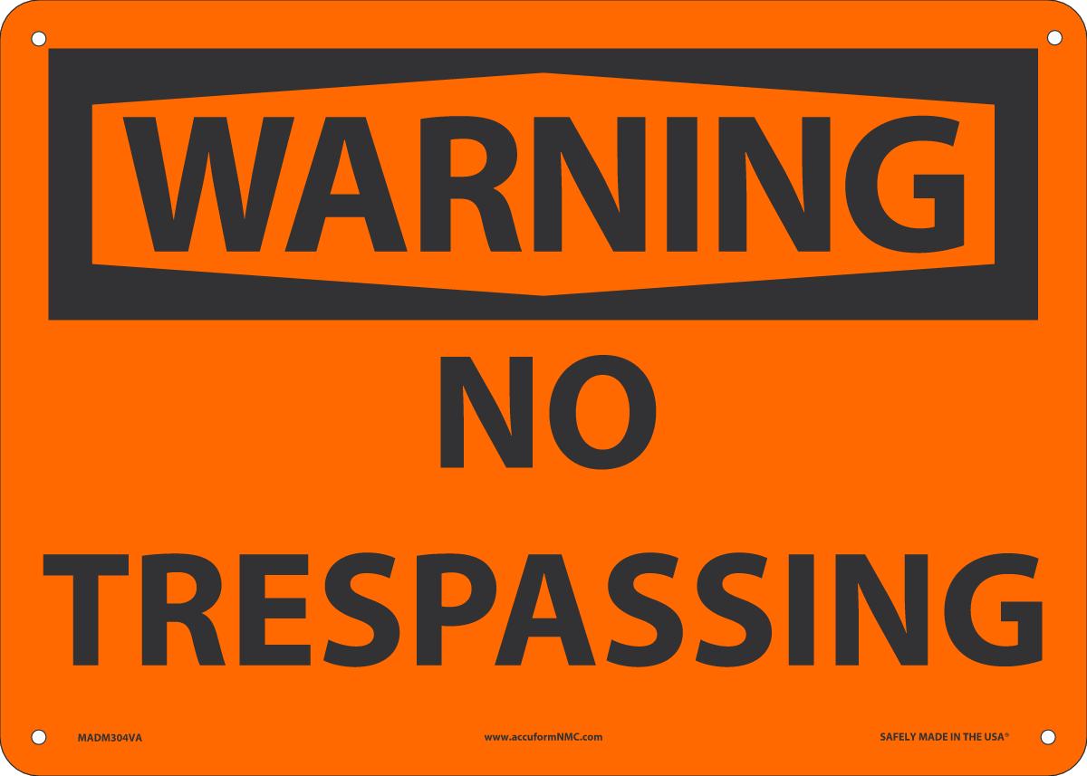 Sign WNG NO TRESP 10X14 AL
