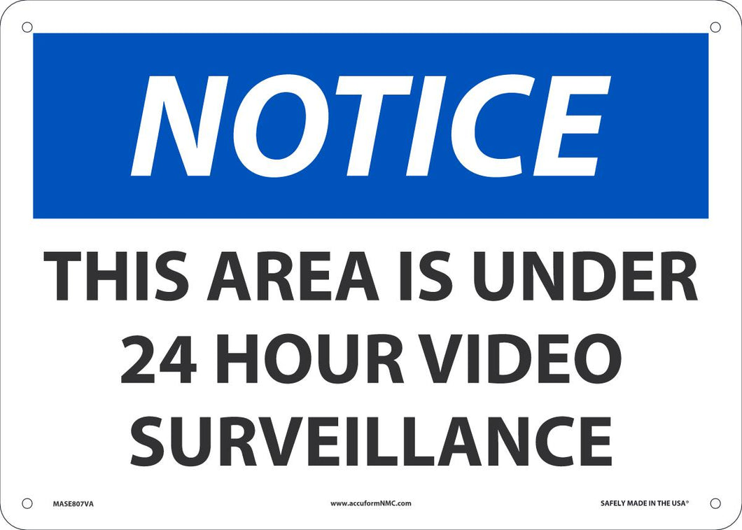 AREA UNDER 24 HR VID SURV 10X14 AL