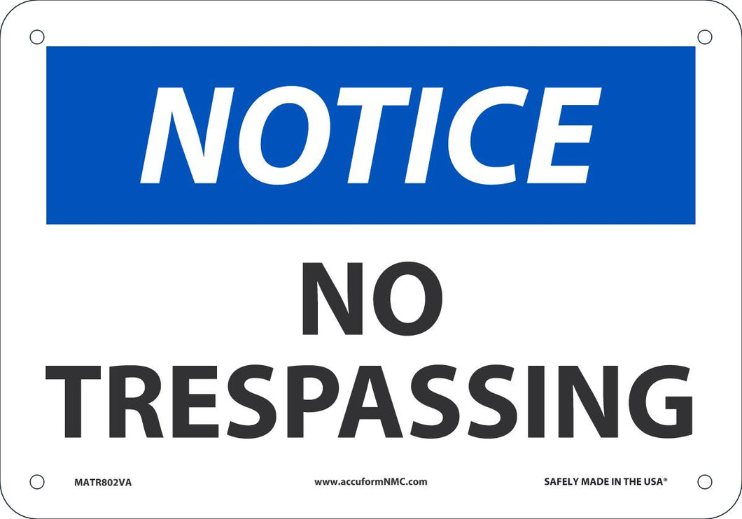 Sign NTC NO TRESP 7X10 AL