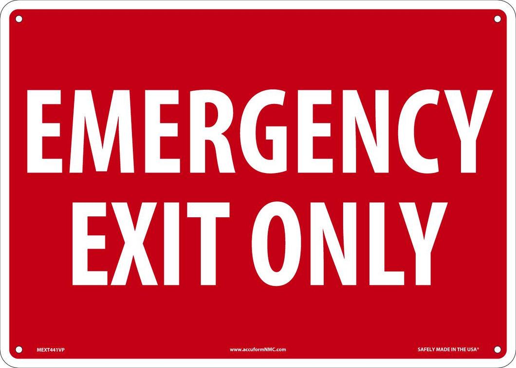 Sign EMERGERNCY EXIT ONLY 10X14 PL