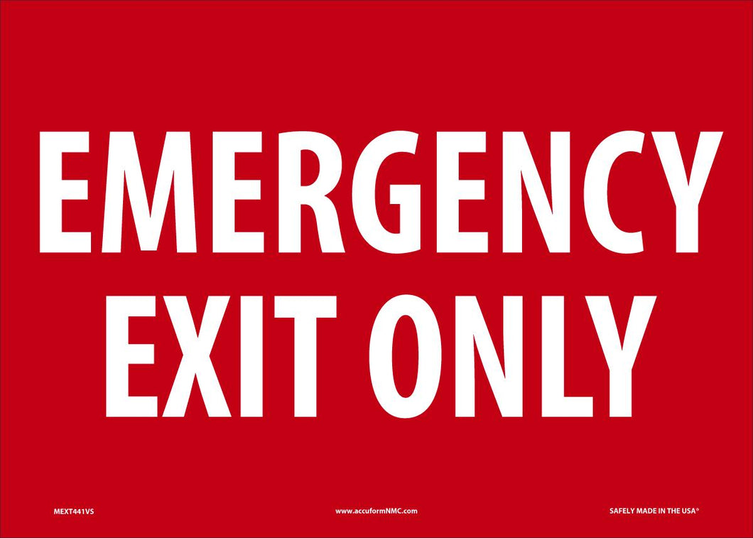 Sign EMERGERNCY EXIT ONLY 10X14 VN
