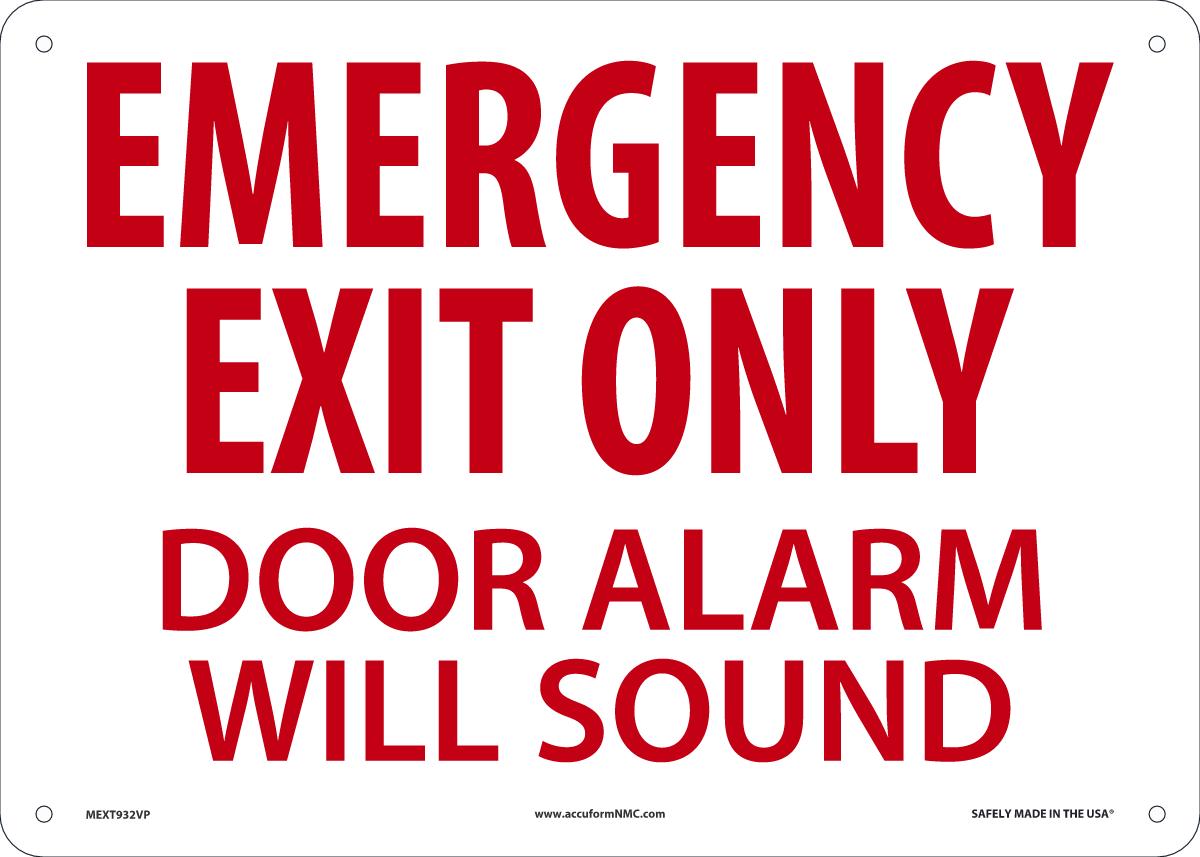 EMER EXIT ONLY DOOR ALRM  10X14 PL