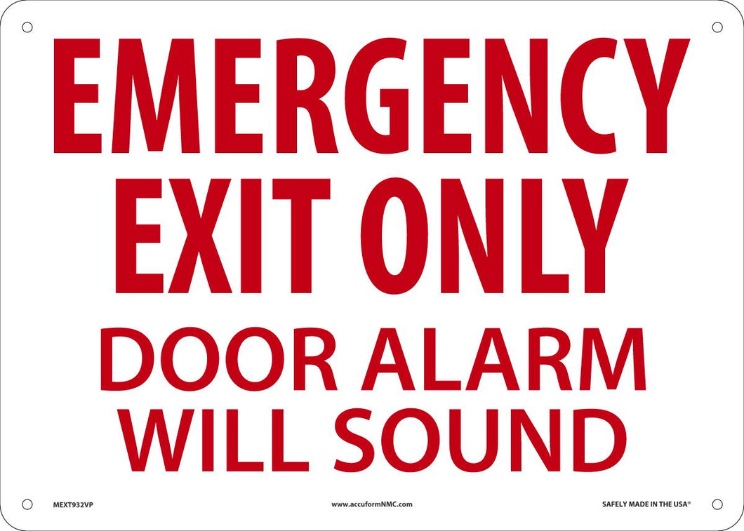 EMER EXIT ONLY DOOR ALRM  10X14 PL