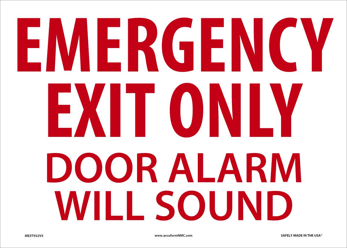EMER EXIT ONLY DOOR ALRM 10X14 VN – Safety-Stop Supply