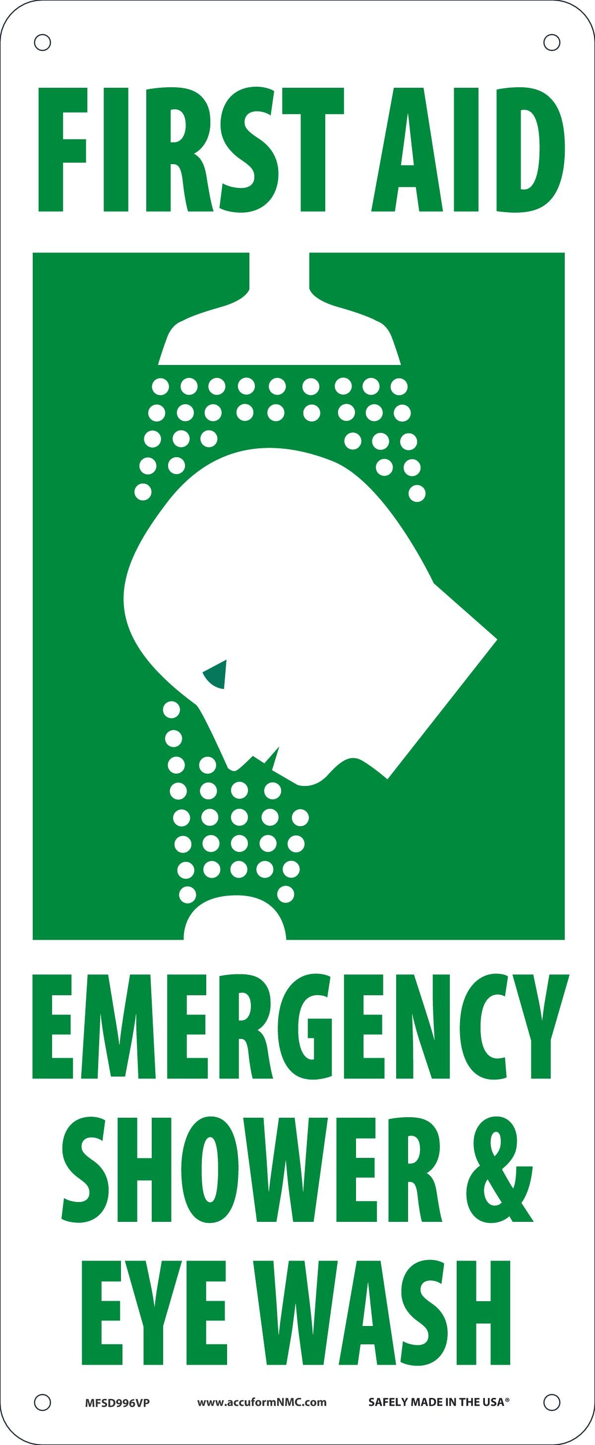 Sign 1st AID EMR SHW &amp; EYE 17X7 PL