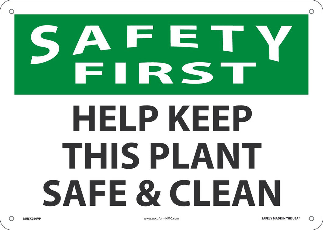 HELP KEEP PLNT SAFE & CLN 10X14 PL
