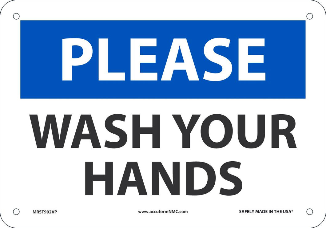 Sign PLS WASH YOUR HANDS 7X10 PL