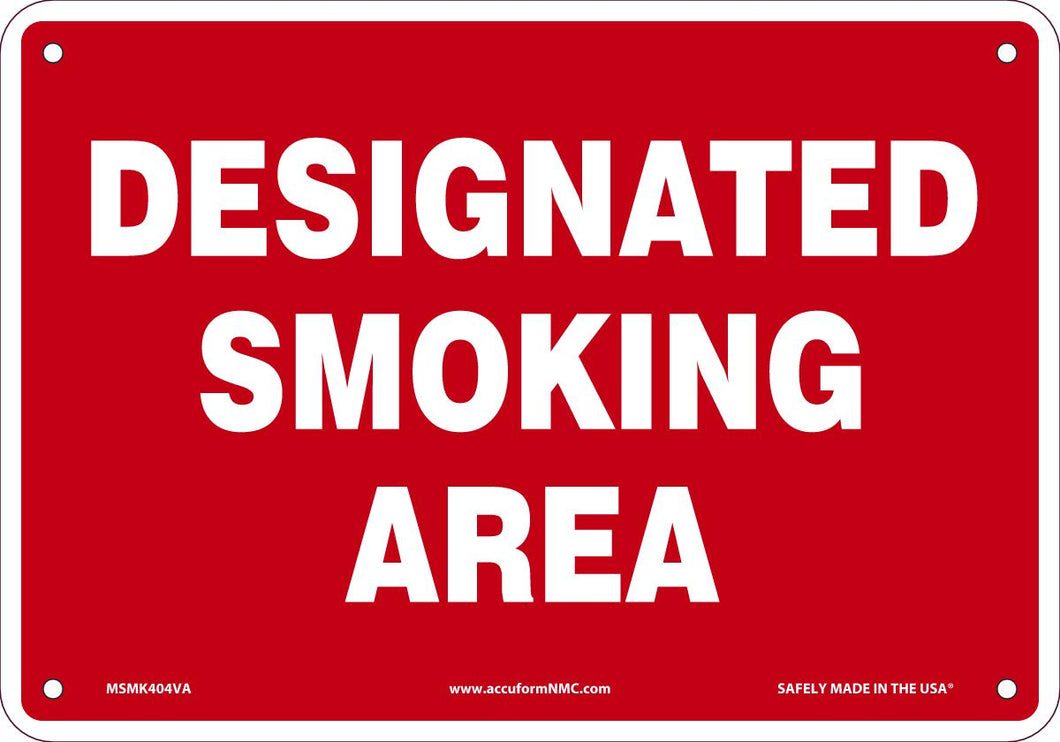 Sign DESIGNATED SMK AREA 7X10 AL