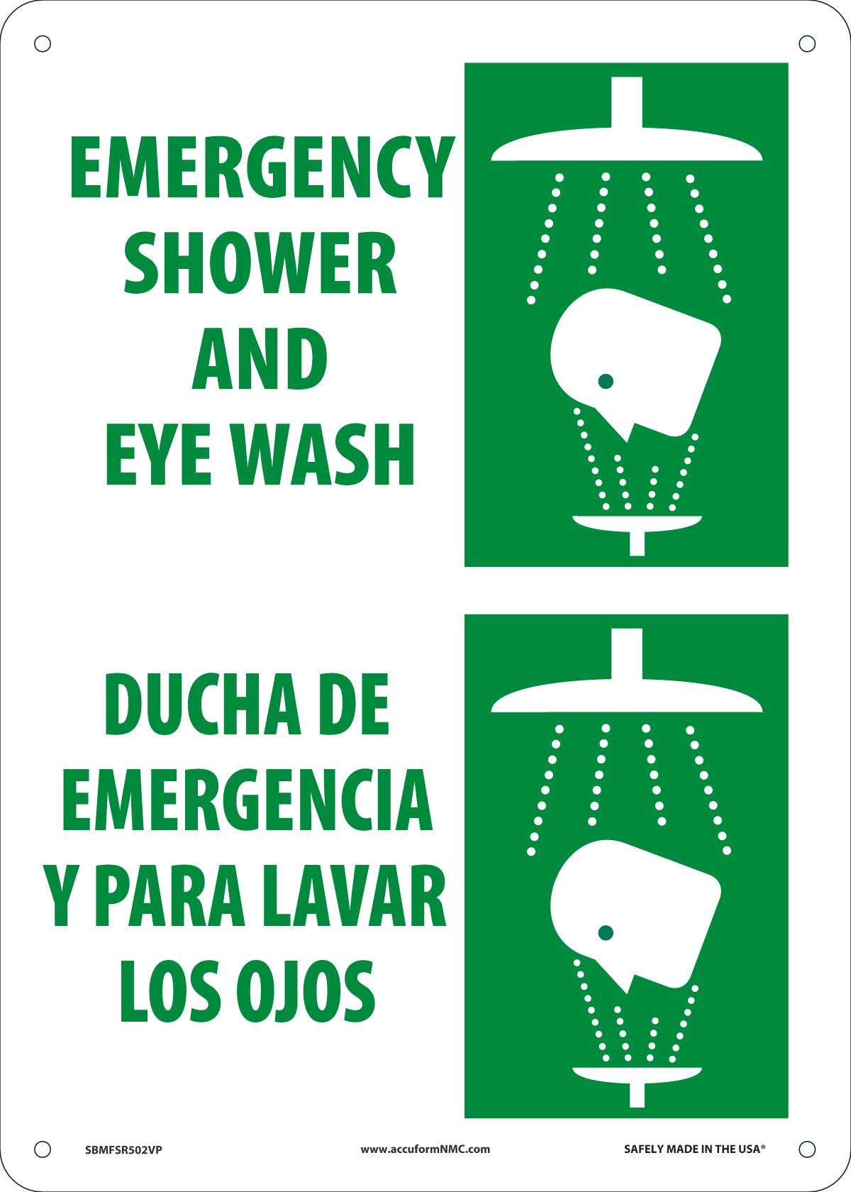 Sign EMERG SHOW &amp; EYE WSH 14X10 PL
